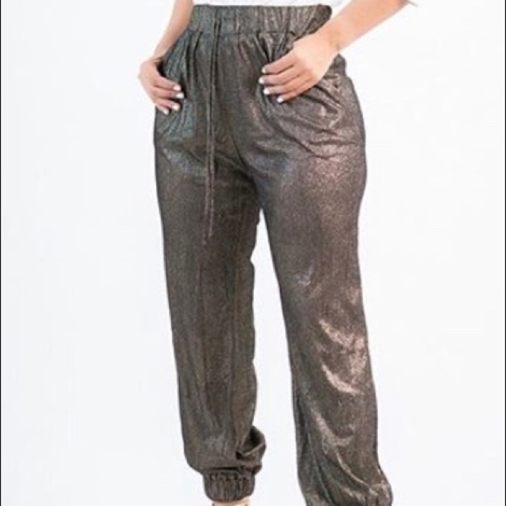 Gold and black shimmer joggers
